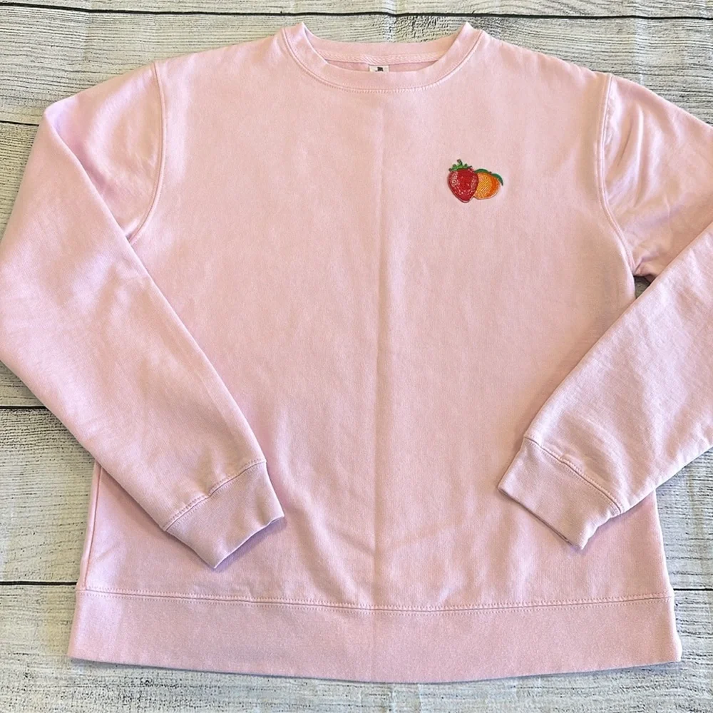 Confetti Sweet • Strawberry & Peach Pink Sweatshirt • Sz S • NEW! - Picture 6 of 10